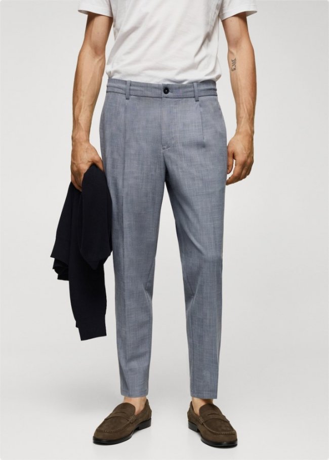 Mango Pantalón estampado pinzas - Gris