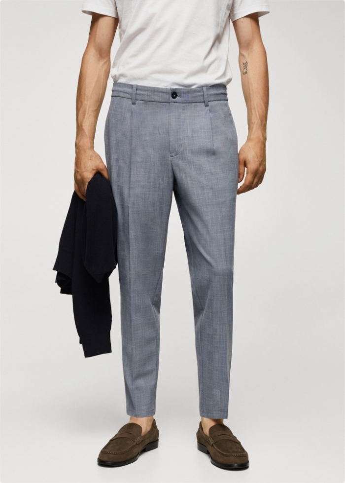 Mango Pantalón estampado pinzas - Gris