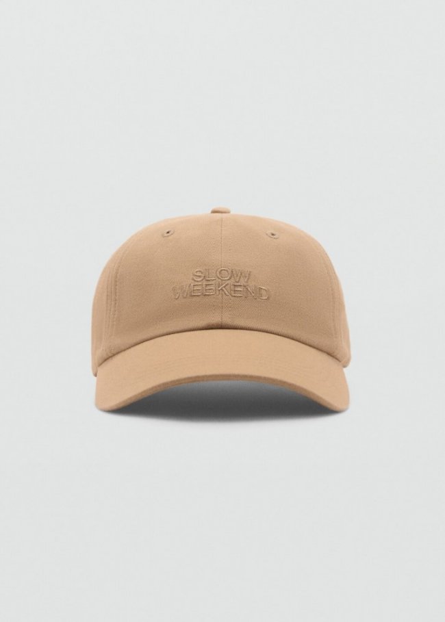 Mango Gorra mensaje bordado - Beige