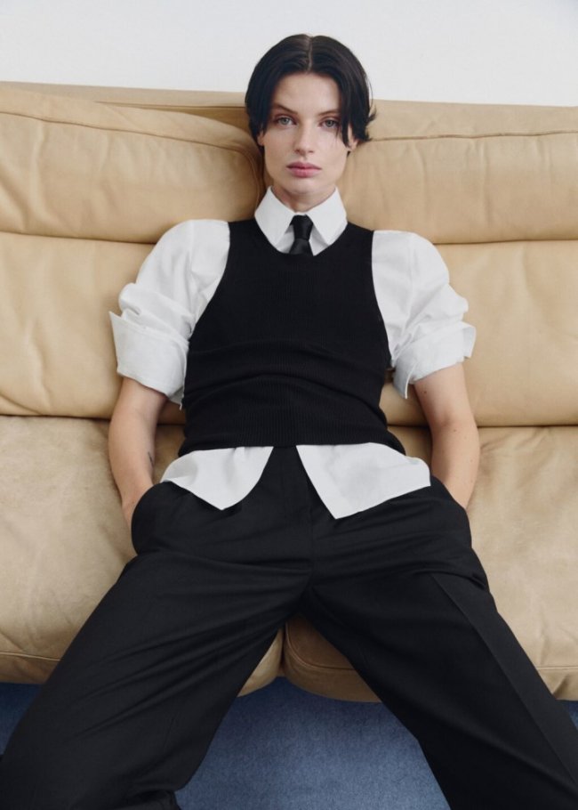 Mango Corbata estrecha - Negro
