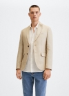 Mango Americana slim fit 100% lino - Beige