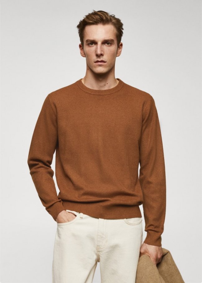 Mango Jersey algodón estructura - Cobre
