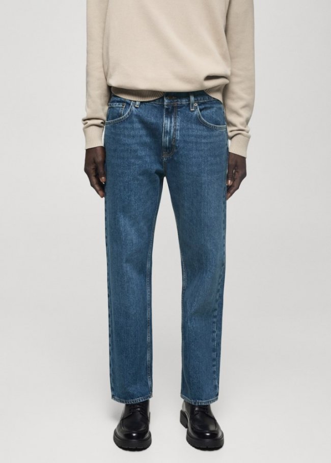 Mango Jeans straight fit lavado oscuro - Azul oscuro