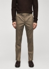 Mango Pantalón algodón slim fit pinzas - Marrón medio