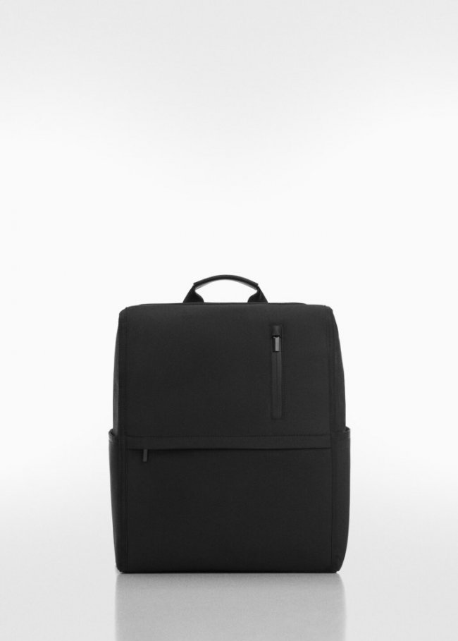 Mango Mochila detalles efecto piel - Negro