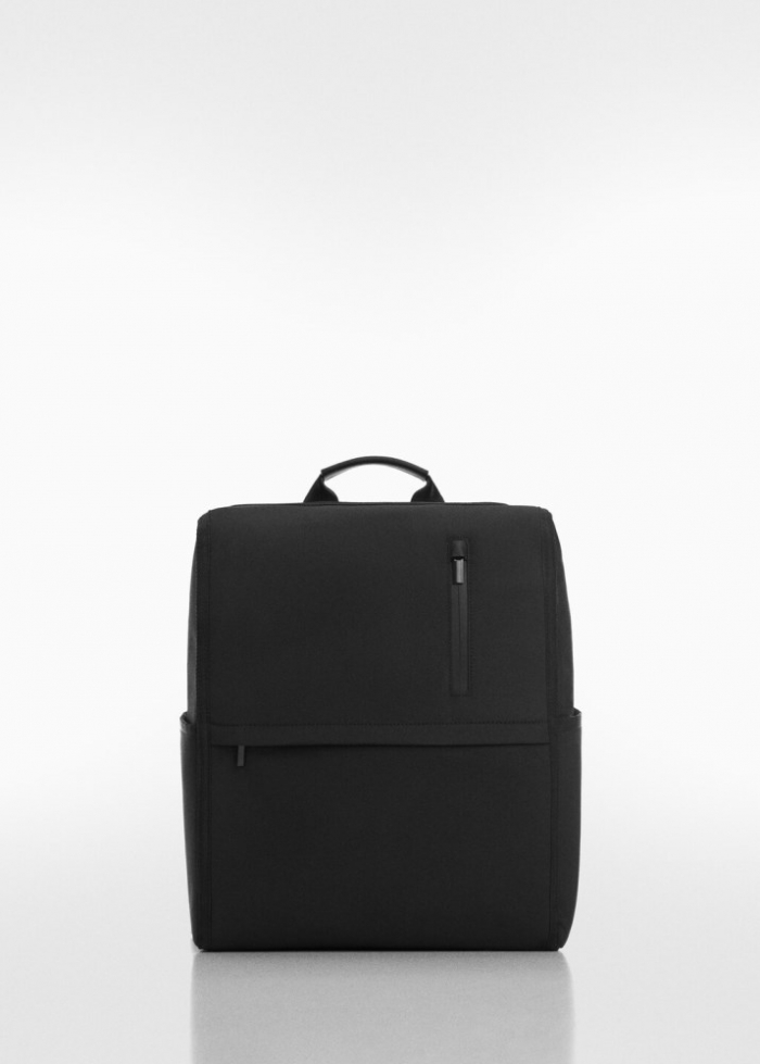 Mango Mochila detalles efecto piel - Negro