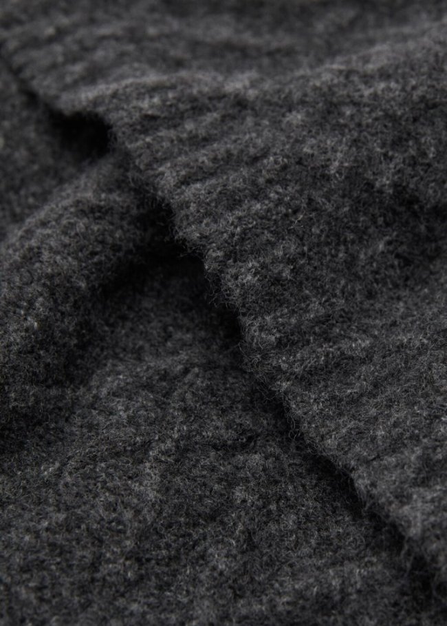 Mango Bufanda trenzada lana - Gris antracita