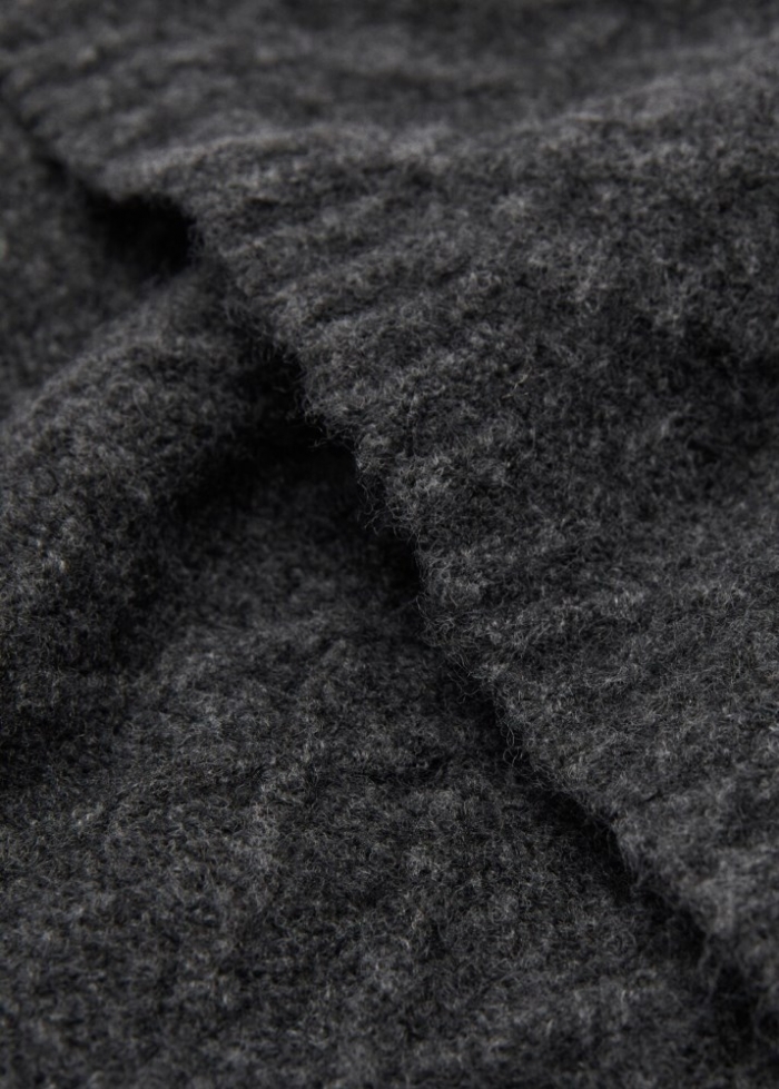 Mango Bufanda trenzada lana - Gris antracita