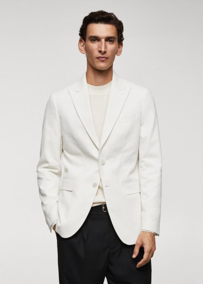 Mango Americana slim fit pana - Blanco