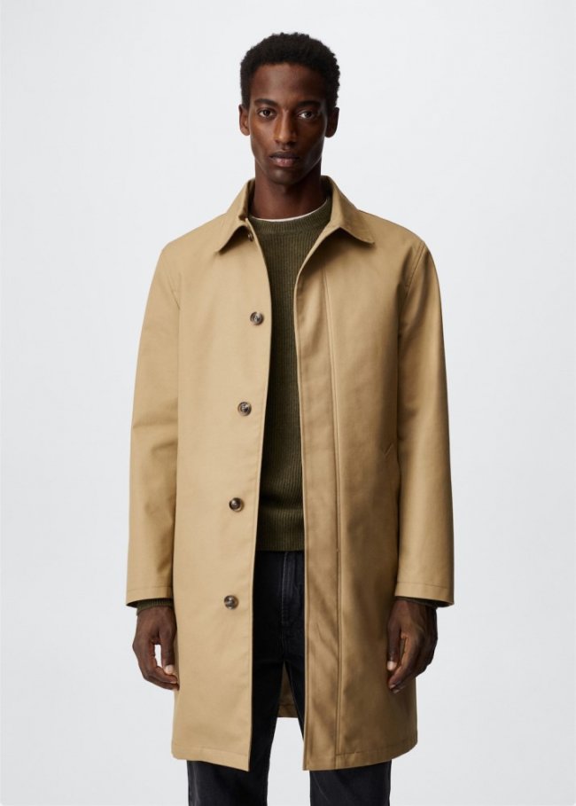 Mango Trench water repellent forro - Marrón medio