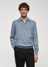 Mango Polo punto algodón manga larga - Azul porcelana