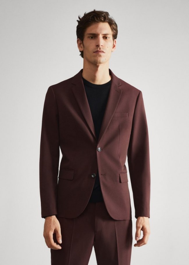 Mango Americana traje super slim fit - Burdeos