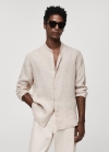 Mango Camisa 100% lino cuello mao - Arena