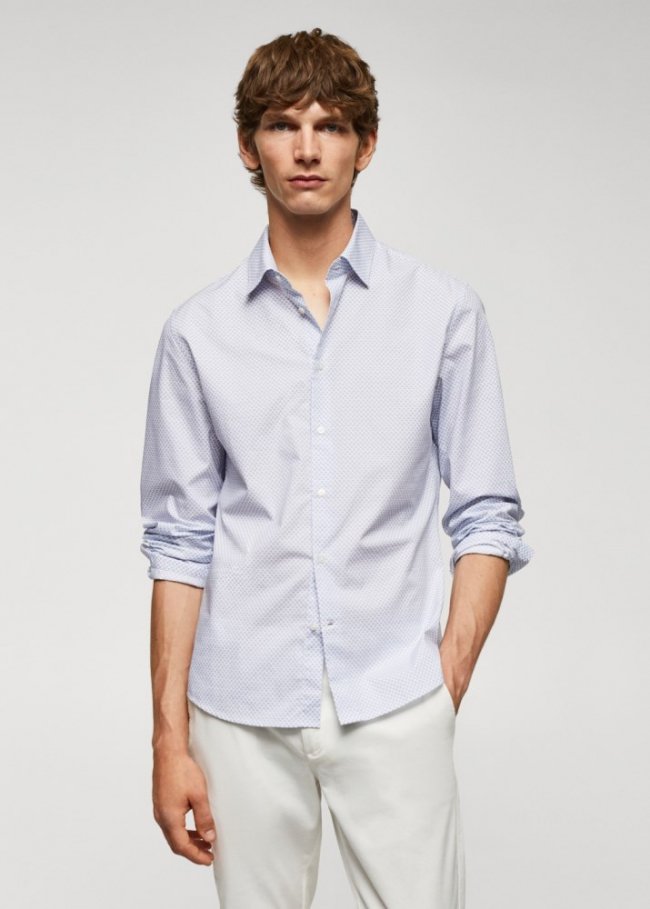 Mango Camisa 100% algodón estampada - Blanco