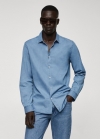 Mango Camisa regular fit chambray algodón - Azul claro
