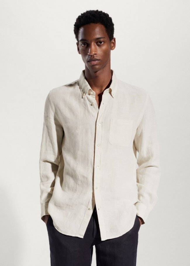 Mango Camisa slim fit 100% lino - Arena