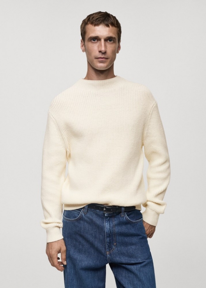 Mango Jersey punto algodón - Blanco roto
