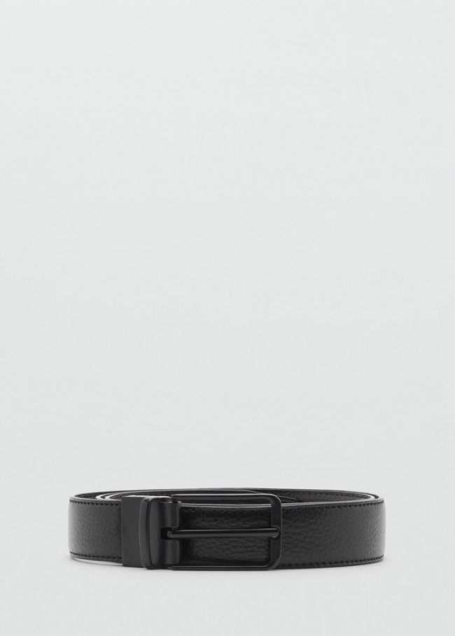Mango Cinturón piel abatanada - Negro