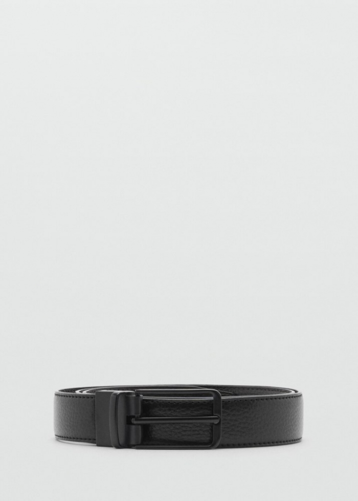 Mango Cinturón piel abatanada - Negro