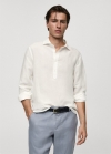 Mango Camisa relaxed fit lino tencel - Blanco roto