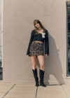 Mango Bota piel cowboy - Negro