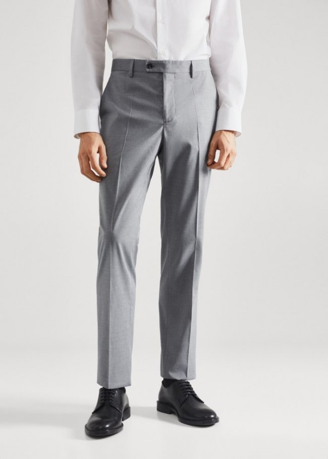 Mango Pantalón traje slim fit cuadros - Gris
