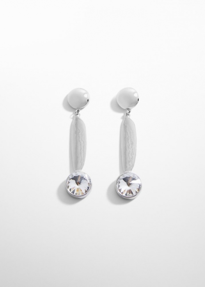 Mango Pendientes largos cristales - Plata