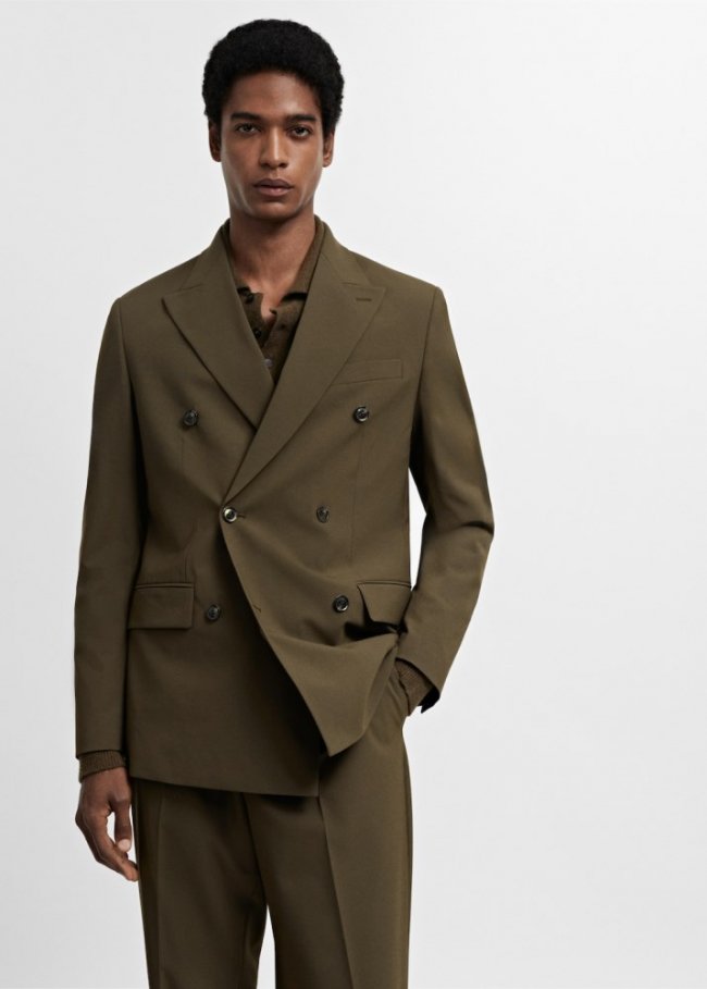 Mango Americana traje slim fit cruzada - Khaki
