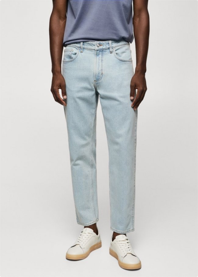 Mango Jeans Ben tapered cropped - Azul claro