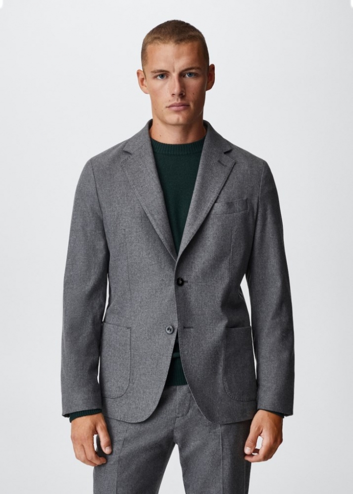 Mango Americana traje lana - Gris