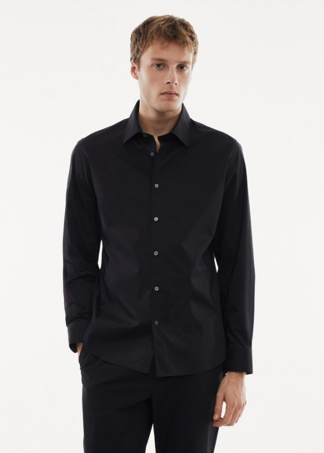 Mango Camisa regular fit algodón stretch - Negro