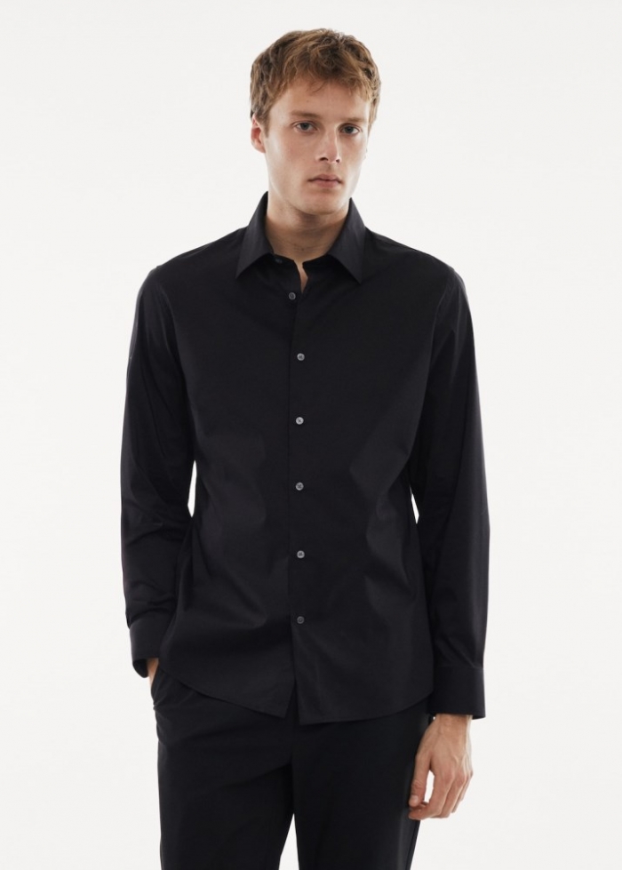 Mango Camisa regular fit algodón stretch - Negro