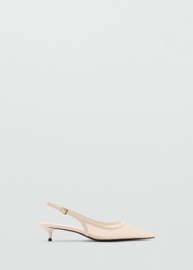 Mango Zapato tacón mesh destalonado - Blanco