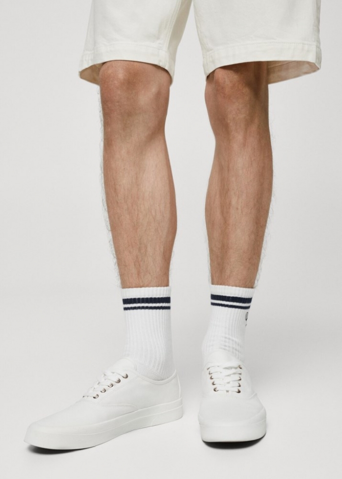 Mango Deportivas algodón cordones - Blanco
