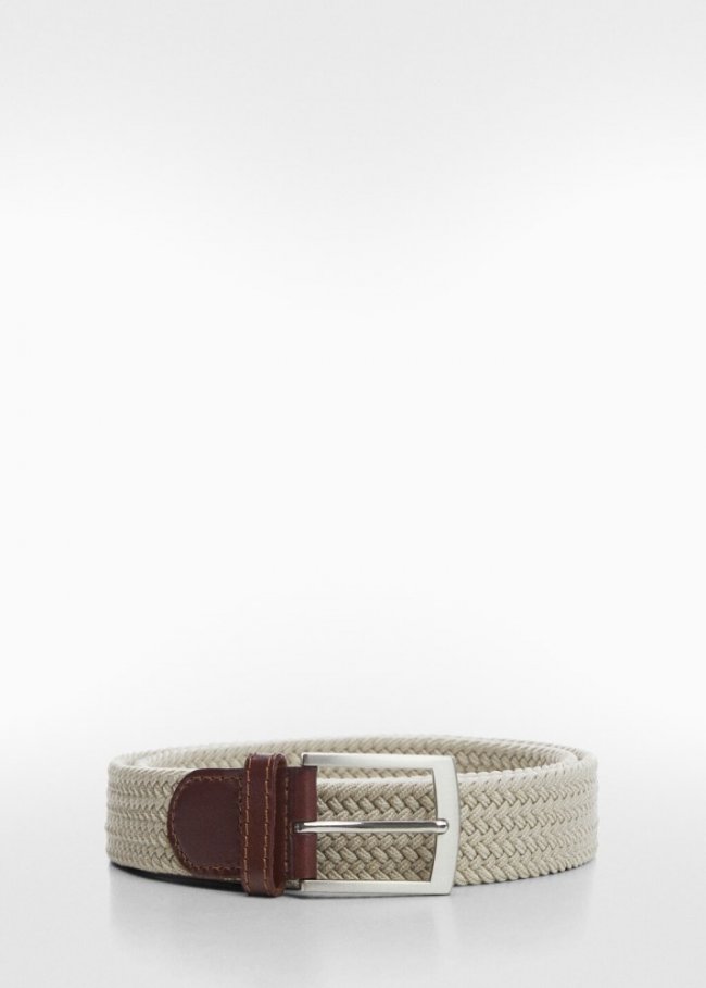 Mango Cinturón trenzado elástico - Beige