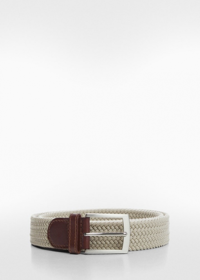 Mango Cinturón trenzado elástico - Beige