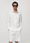Mango Camisa classic fit 100% lino - Blanco