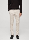 Mango Pantalón chino slim fit sarga - Crudo