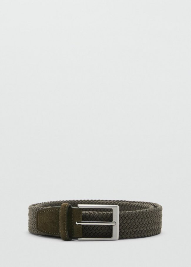 Mango Cinturón trenzado elástico - Khaki