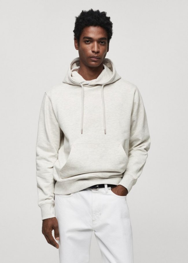Mango Sudadera ligera algodón capucha - Gris claro vigoré