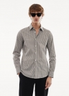 Mango Camisa micro cuadro tejido stretch - Khaki