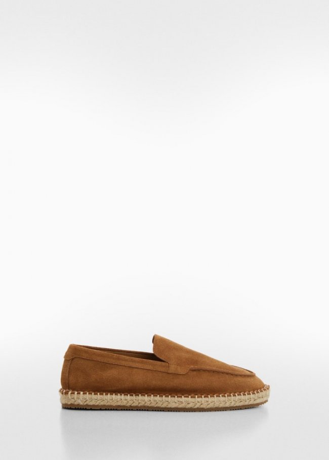 Mango Alpargata piel serraje yute - Khaki