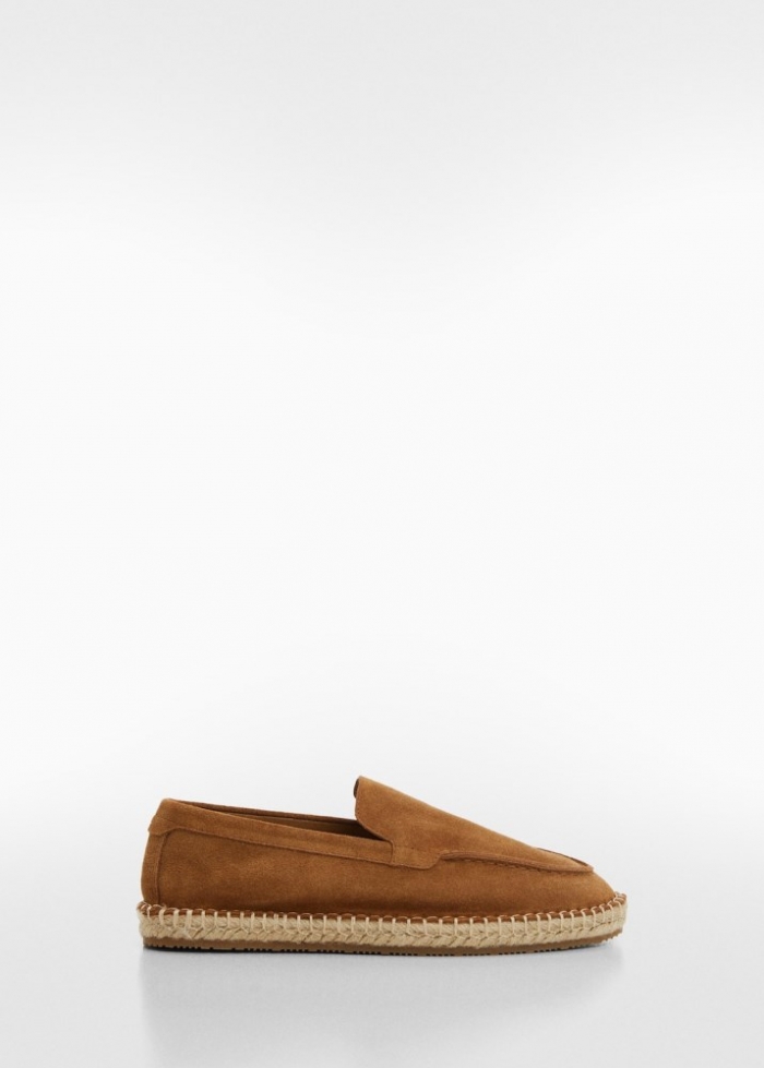Mango Alpargata piel serraje yute - Khaki