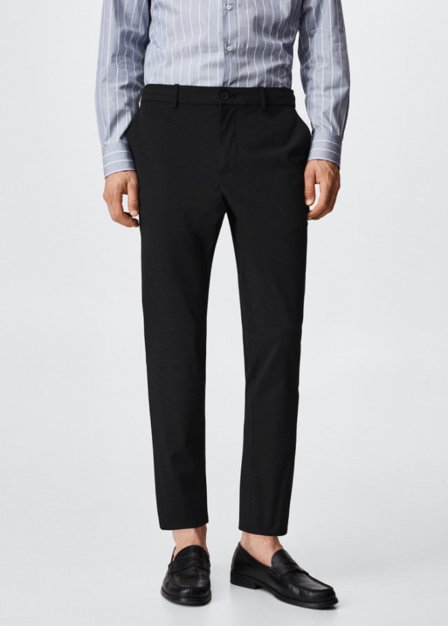 Mango Pantalón tapered fit stretch - Negro