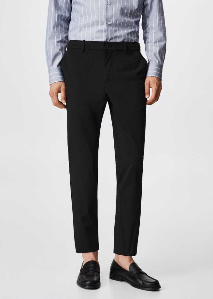 Mango Pantalón tapered fit stretch - Negro