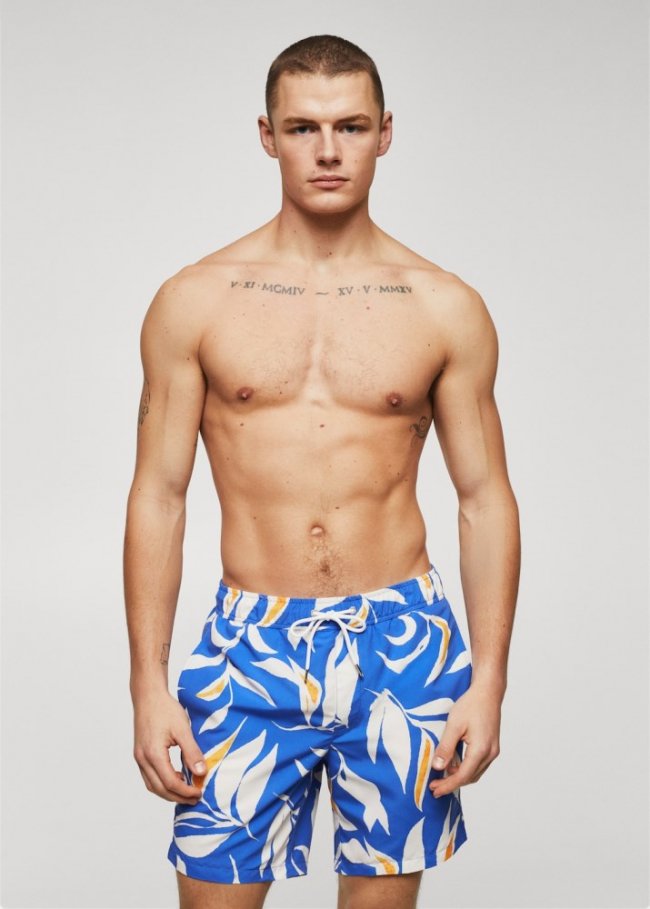 Mango Bañador estampado tropical - Azul