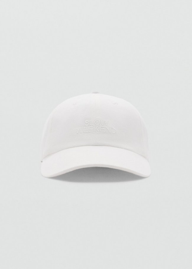 Mango Gorra mensaje bordado - Blanco
