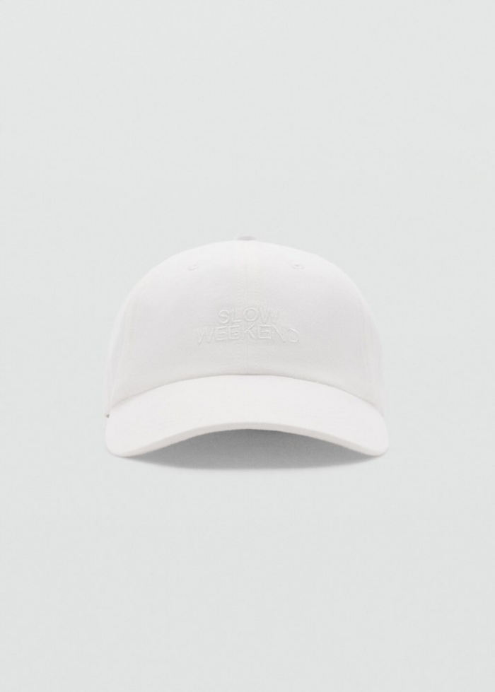 Mango Gorra mensaje bordado - Blanco