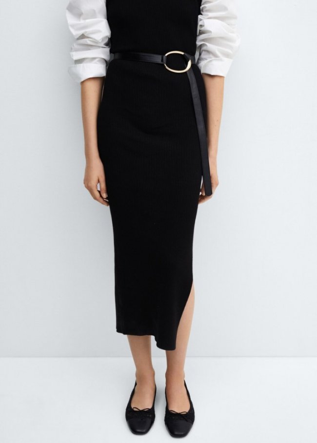 Mango Bailarina lazo encaje - Negro