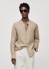 Mango Camisa 100% lino cuello mao - Beige